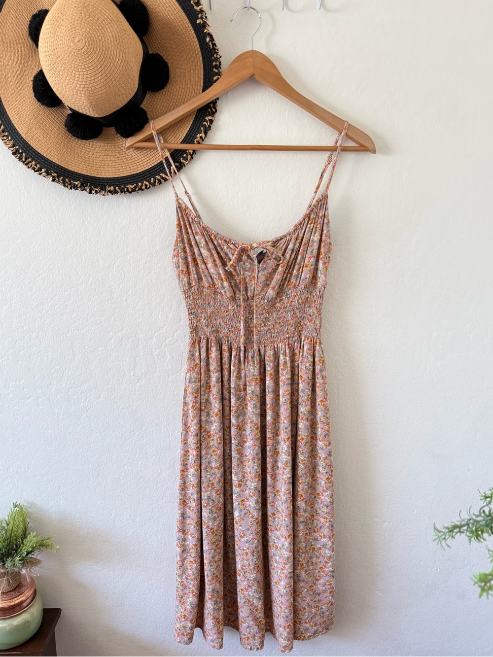Dress Forum Sleeveless Floral Mini Dress SZ Small Milkmaid Smocked Cottagecore
